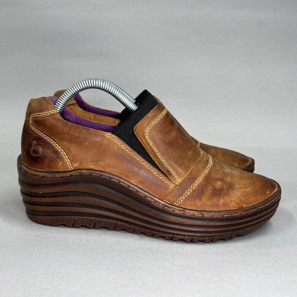 Bionica Women's Size 7 Grinnell Brown Leather Wedge Slip On Shoes